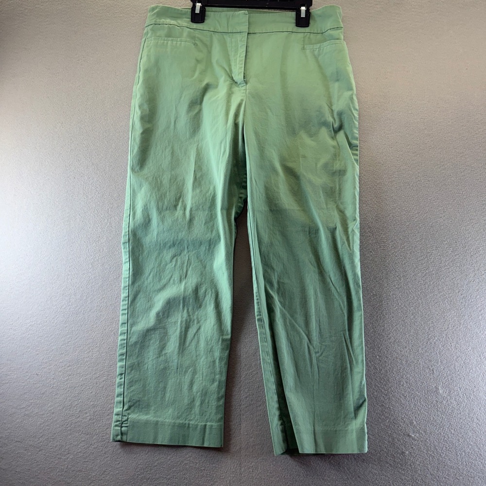 Ann Taylor Factory Womens Sage Green Cropped Chino Pants Size 10 Straight Leg